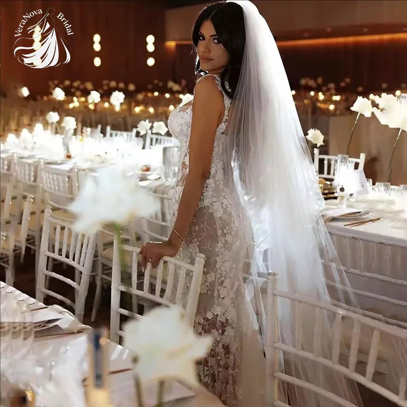 VeraNova Mermaid Wedding Dress Sweetheart Lace Appliques Flowers Bride Gown Elegant Beach Boho Bride Dress Sexy Customized