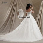 BEPEITHY Customized Plus Size Glitter Princess Wedding Dresses For Women 2026 Off Shoulder Ivory Bride Sleeveless Bridal Gown
