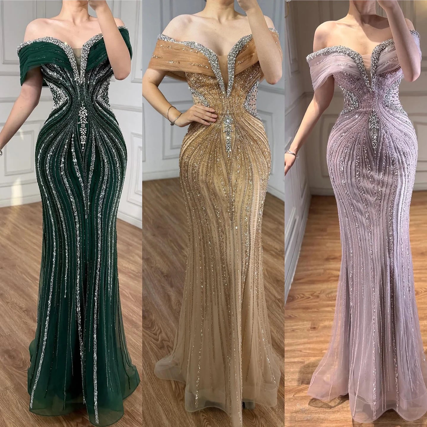 Zapdress Customized Gold Mermaid Evening Dress 2026 Luxury Beaded Party Gowns for Women DLA73142A (ZD17363)