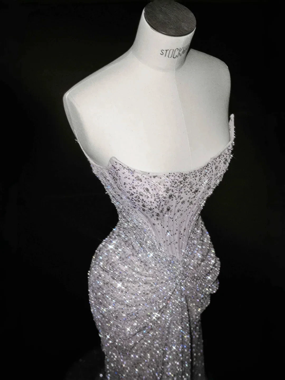 Sparkly Lilac Tulle Beaded Prom Dress Strapless Mermaid Evening Dress Y8664 by simplepromdress