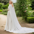 ZapDress Plus Size Long Sleeves Wedding Dress with Cape For Woman A Line Lace Appliques Vestidos De Casamento Customized