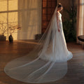 V393 One layer Bridal Veil - White Long Train Wedding Tulle Headpiece for Brides With Comb