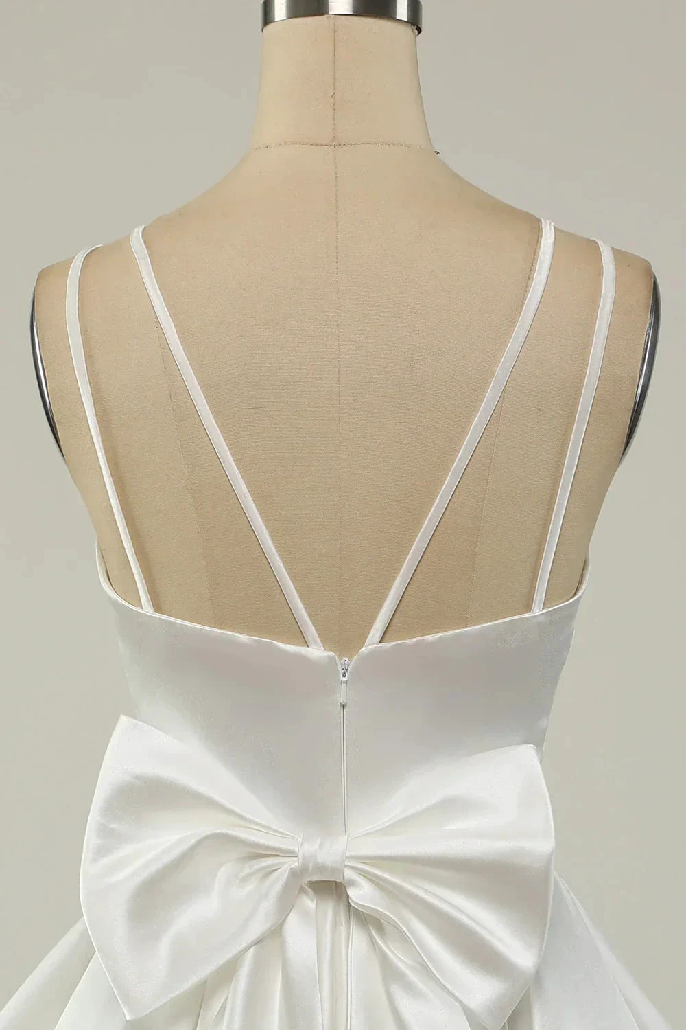 White Satin A-line Graduation Dress White Short Homecoming Dress Y1849 by simplepromdress