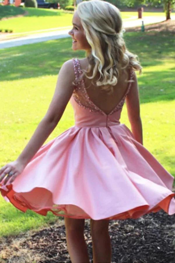 Sleeveless Beading Backless Short Prom Dresses by Ombreprom