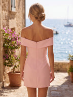 Satin Bodycon Off Shoulder Short Homecoming Dresses for Teens (SHI22370262)