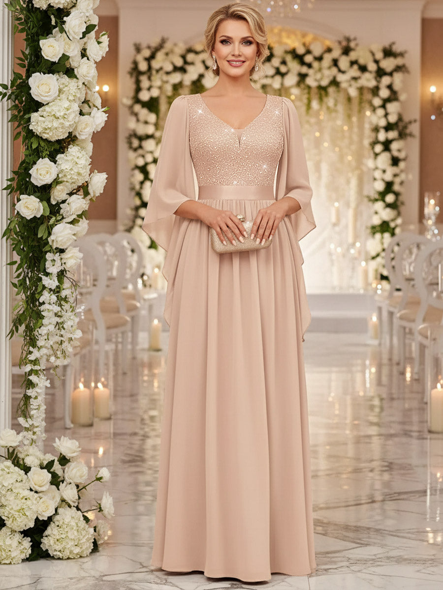 Mermaid Short Sleeve Floor Length Ruffled Mother of the Bride Dresses with Split Side (SHI22500250)