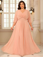 Sheath V Neck 3/4 Sleeve Sequined Mother of the Bride Dresses with Appliques (SHI22500209)