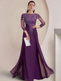 Sheath/Column Scoop Neck Floor-Length Mother of the Bride Dresses with Lace Appliques (SHI22500064)
