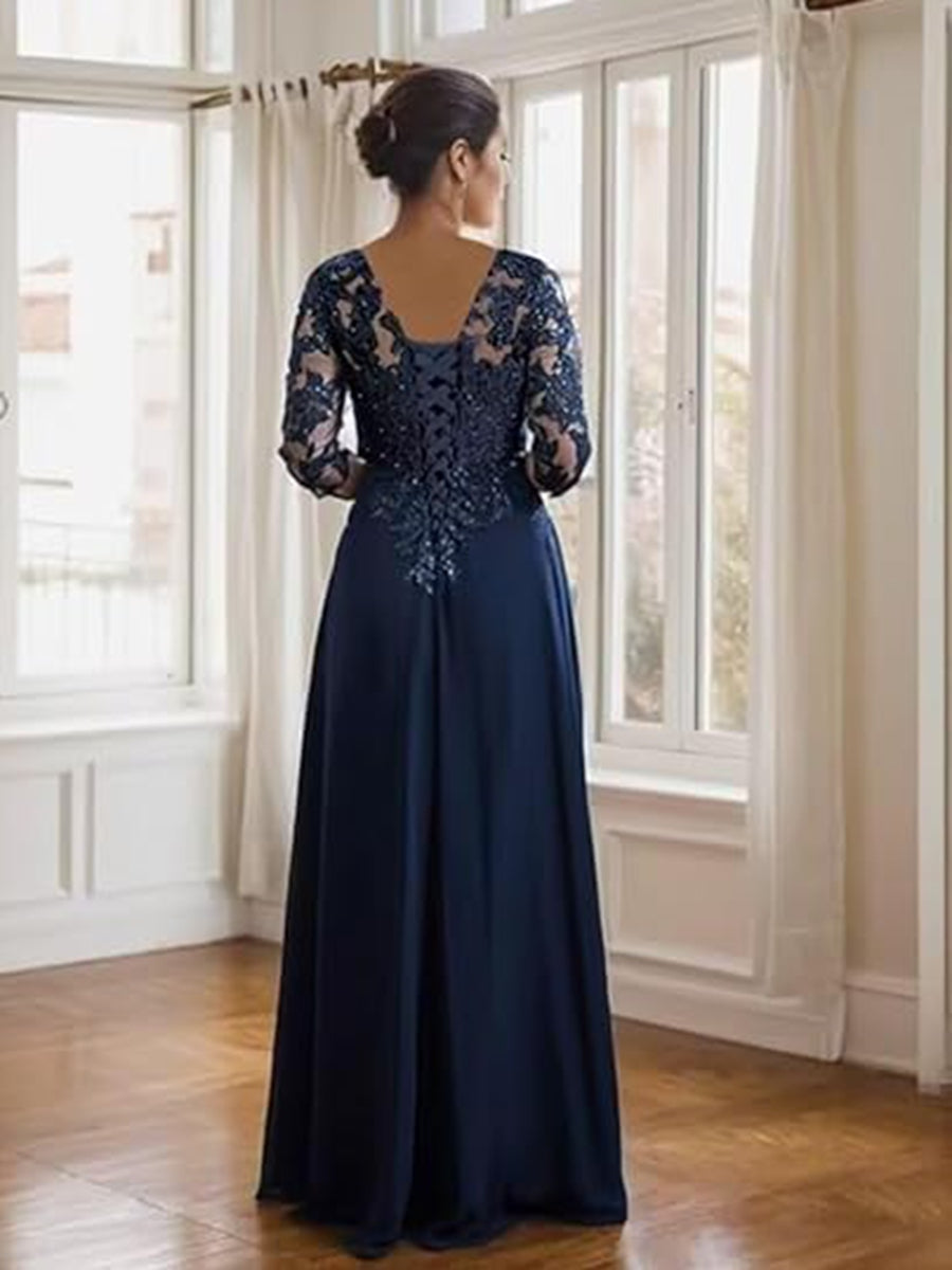 A-Line Chiffon One Shoulder Draped Cape Sleeves Floor-Length Mother of the Bride & Groom Dresses (SHI22500629)