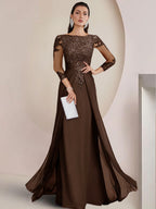 Sheath/Column Scoop Neck Floor-Length Mother of the Bride Dresses with Lace Appliques (SHI22500064)