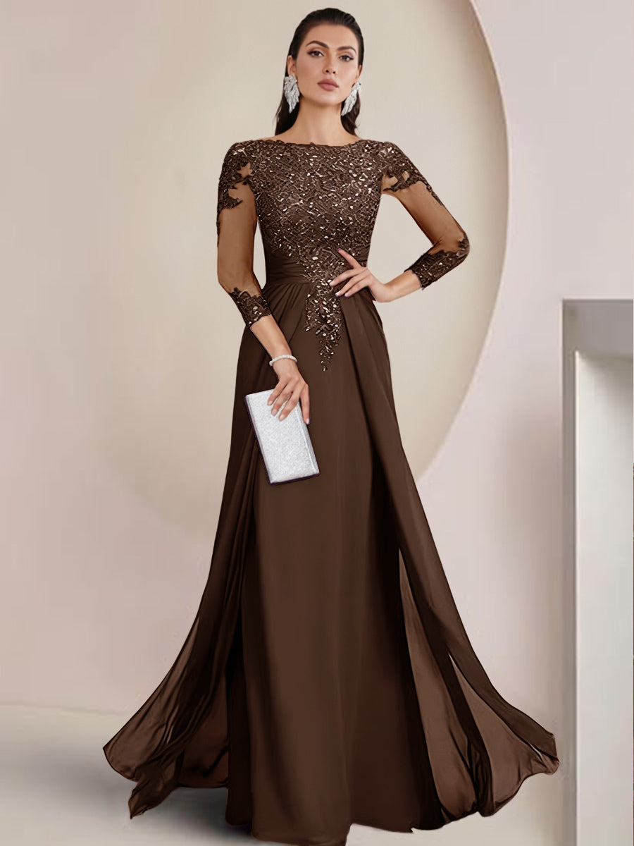 Sheath/Column Scoop Neck Floor-Length Mother of the Bride Dresses with Lace Appliques (SHI22500064)