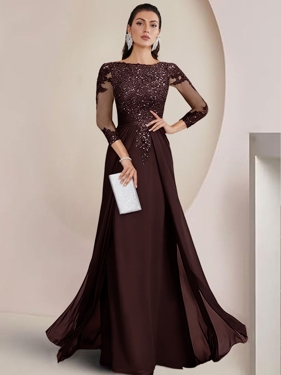 Sheath/Column Scoop Neck Floor-Length Mother of the Bride Dresses with Lace Appliques (SHI22500064)