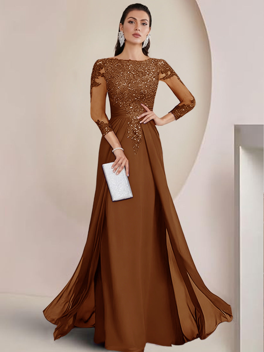 Sheath/Column Scoop Neck Floor-Length Mother of the Bride Dresses with Lace Appliques (SHI22500064)