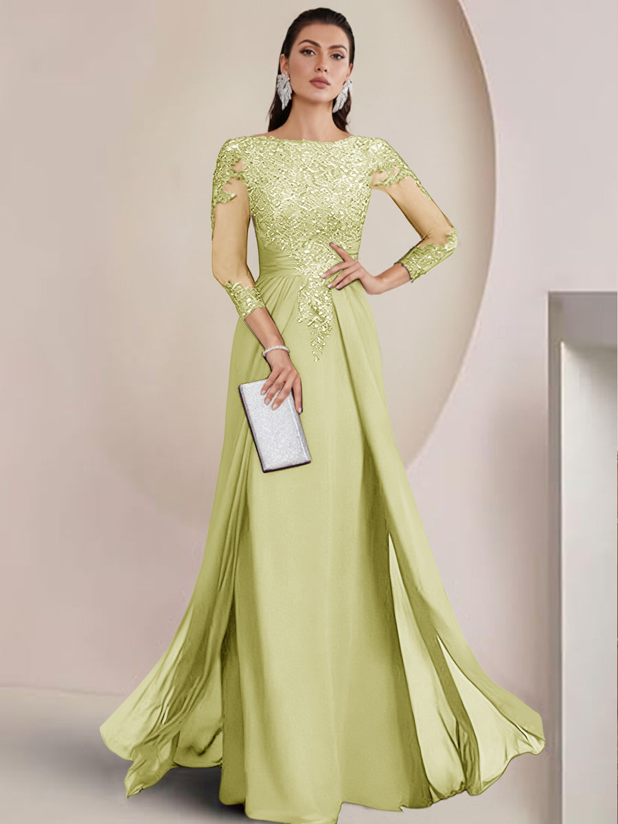 Sheath/Column Scoop Neck Floor-Length Mother of the Bride Dresses with Lace Appliques (SHI22500064)
