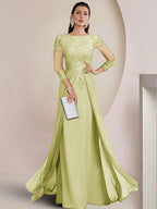 Sheath/Column Scoop Neck Floor-Length Mother of the Bride Dresses with Lace Appliques (SHI22500064)
