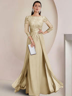 Sheath/Column Scoop Neck Floor-Length Mother of the Bride Dresses with Lace Appliques (SHI22500064)