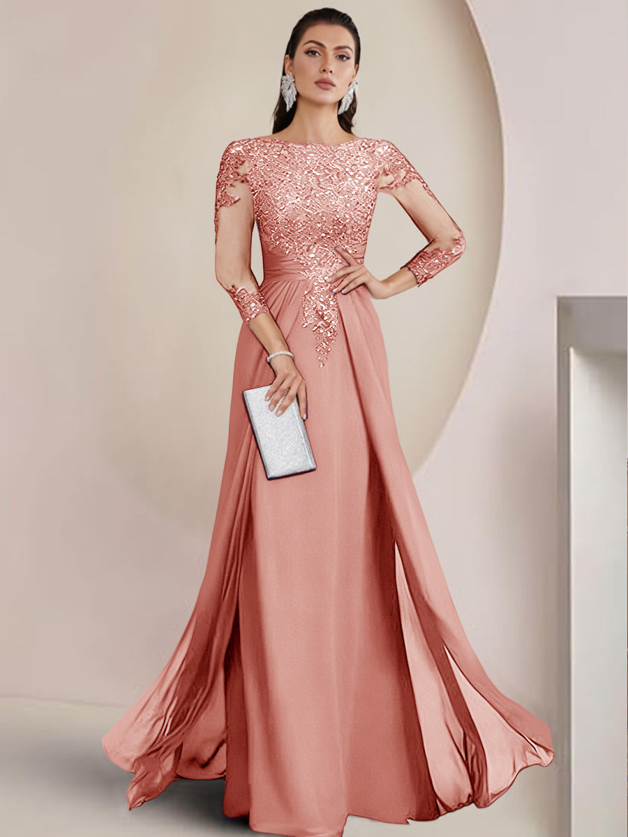 Sheath/Column Scoop Neck Floor-Length Mother of the Bride Dresses with Lace Appliques (SHI22500064)