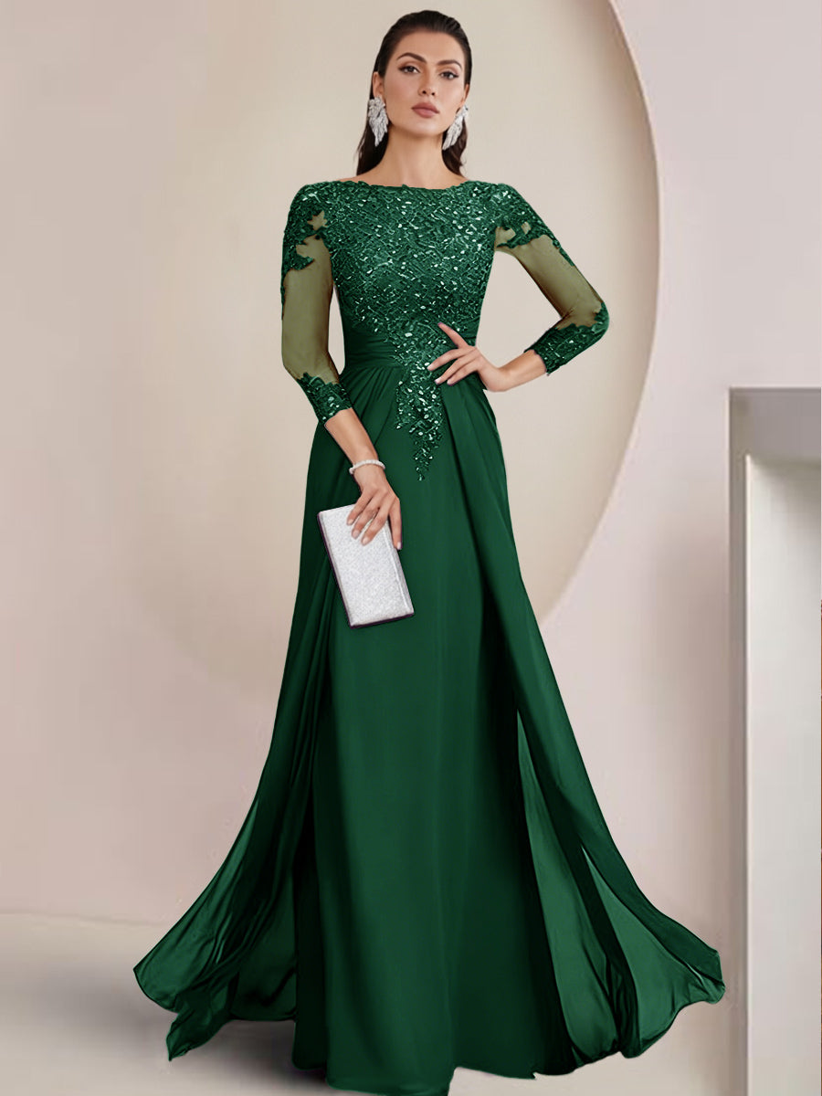 Sheath/Column Scoop Neck Floor-Length Mother of the Bride Dresses with Lace Appliques (SHI22500064)