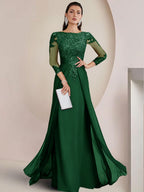 Sheath/Column Scoop Neck Floor-Length Mother of the Bride Dresses with Lace Appliques (SHI22500064)