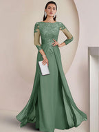 Sheath/Column Scoop Neck Floor-Length Mother of the Bride Dresses with Lace Appliques (SHI22500064)