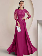Sheath/Column Scoop Neck Floor-Length Mother of the Bride Dresses with Lace Appliques (SHI22500064)