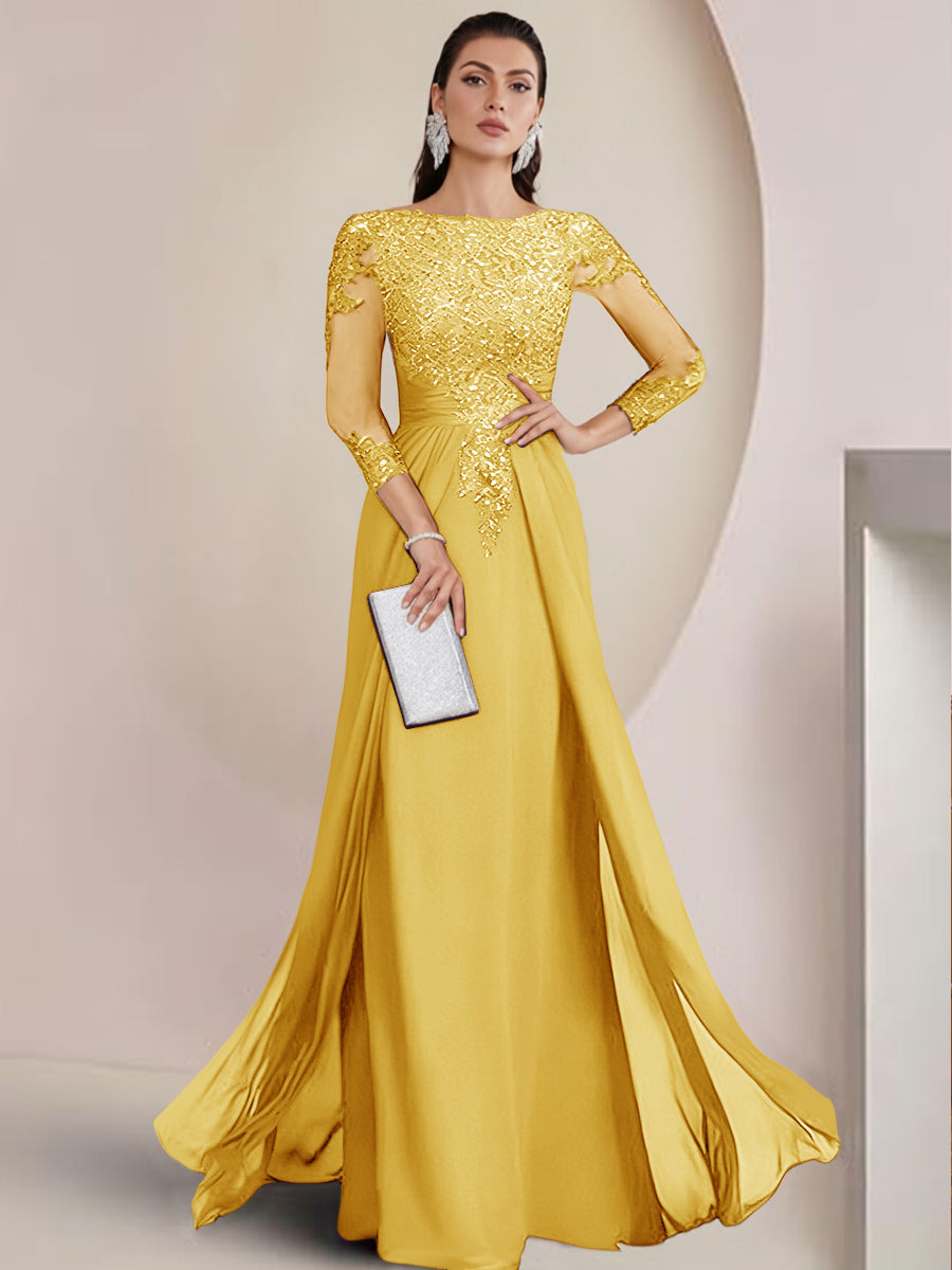 Sheath/Column Scoop Neck Floor-Length Mother of the Bride Dresses with Lace Appliques (SHI22500064)