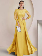 Sheath/Column Scoop Neck Floor-Length Mother of the Bride Dresses with Lace Appliques (SHI22500064)