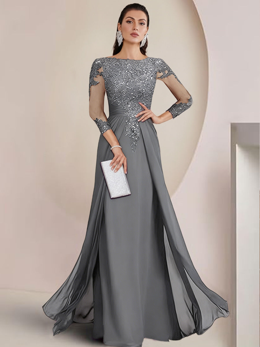 Sheath/Column Scoop Neck Floor-Length Mother of the Bride Dresses with Lace Appliques (SHI22500064)
