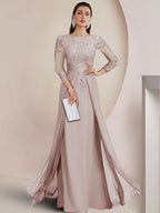 Sheath/Column Scoop Neck Floor-Length Mother of the Bride Dresses with Lace Appliques (SHI22500064)