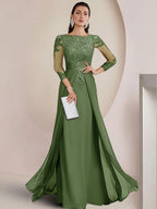 Sheath/Column Scoop Neck Floor-Length Mother of the Bride Dresses with Lace Appliques (SHI22500064)