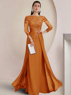 Sheath/Column Scoop Neck Floor-Length Mother of the Bride Dresses with Lace Appliques (SHI22500064)