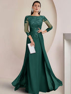 Sheath/Column Scoop Neck Floor-Length Mother of the Bride Dresses with Lace Appliques (SHI22500064)