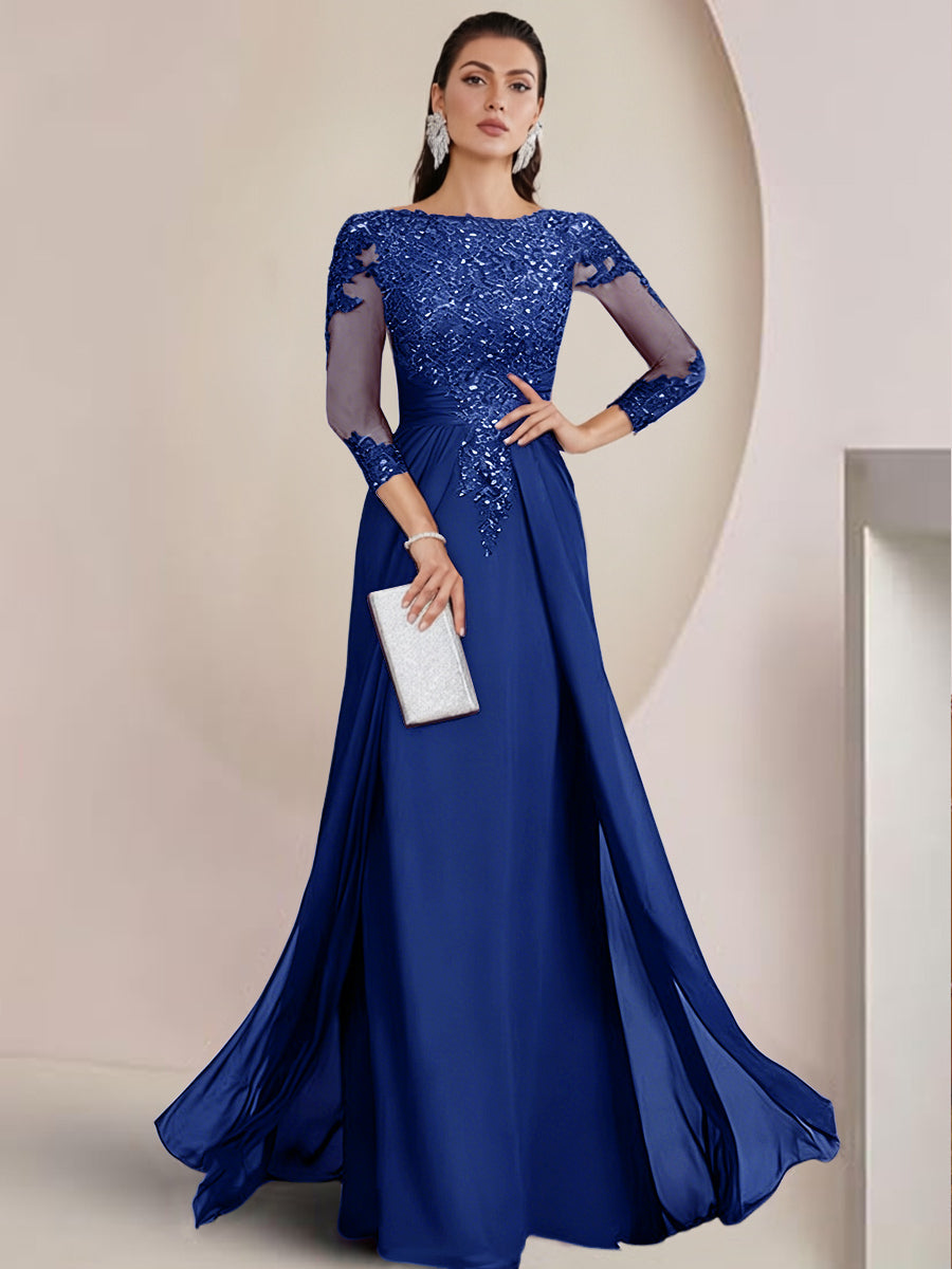 Sheath/Column Scoop Neck Floor-Length Mother of the Bride Dresses with Lace Appliques (SHI22500064)