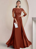 Sheath/Column Scoop Neck Floor-Length Mother of the Bride Dresses with Lace Appliques (SHI22500064)