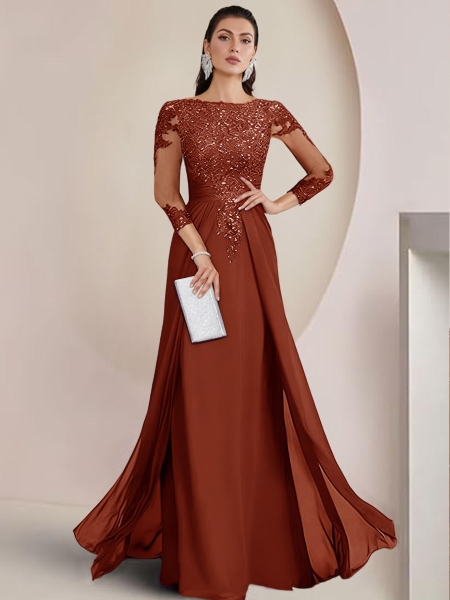 Sheath/Column Scoop Neck Floor-Length Mother of the Bride Dresses with Lace Appliques (SHI22500064)