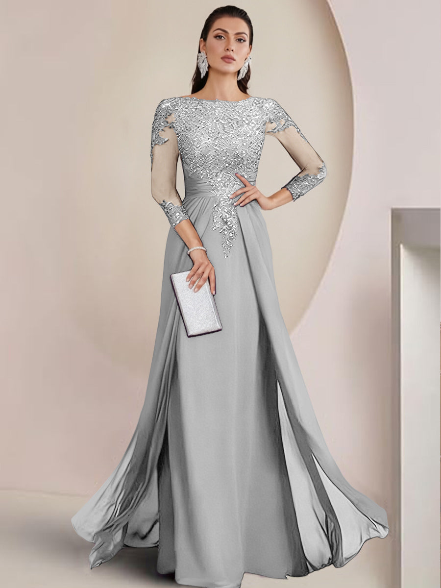 Sheath/Column Scoop Neck Floor-Length Mother of the Bride Dresses with Lace Appliques (SHI22500064)