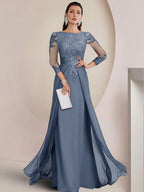 Sheath/Column Scoop Neck Floor-Length Mother of the Bride Dresses with Lace Appliques (SHI22500064)