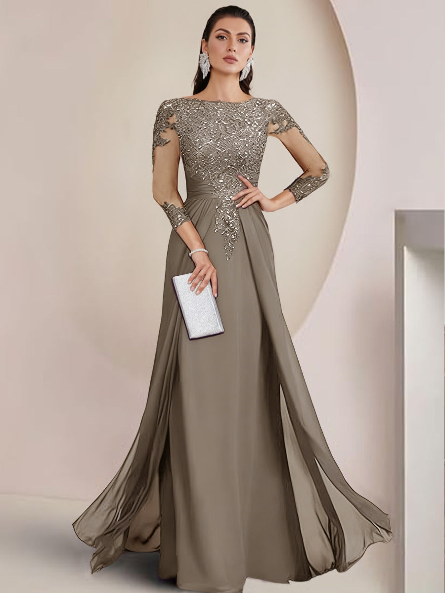 Sheath/Column Scoop Neck Floor-Length Mother of the Bride Dresses with Lace Appliques (SHI22500064)
