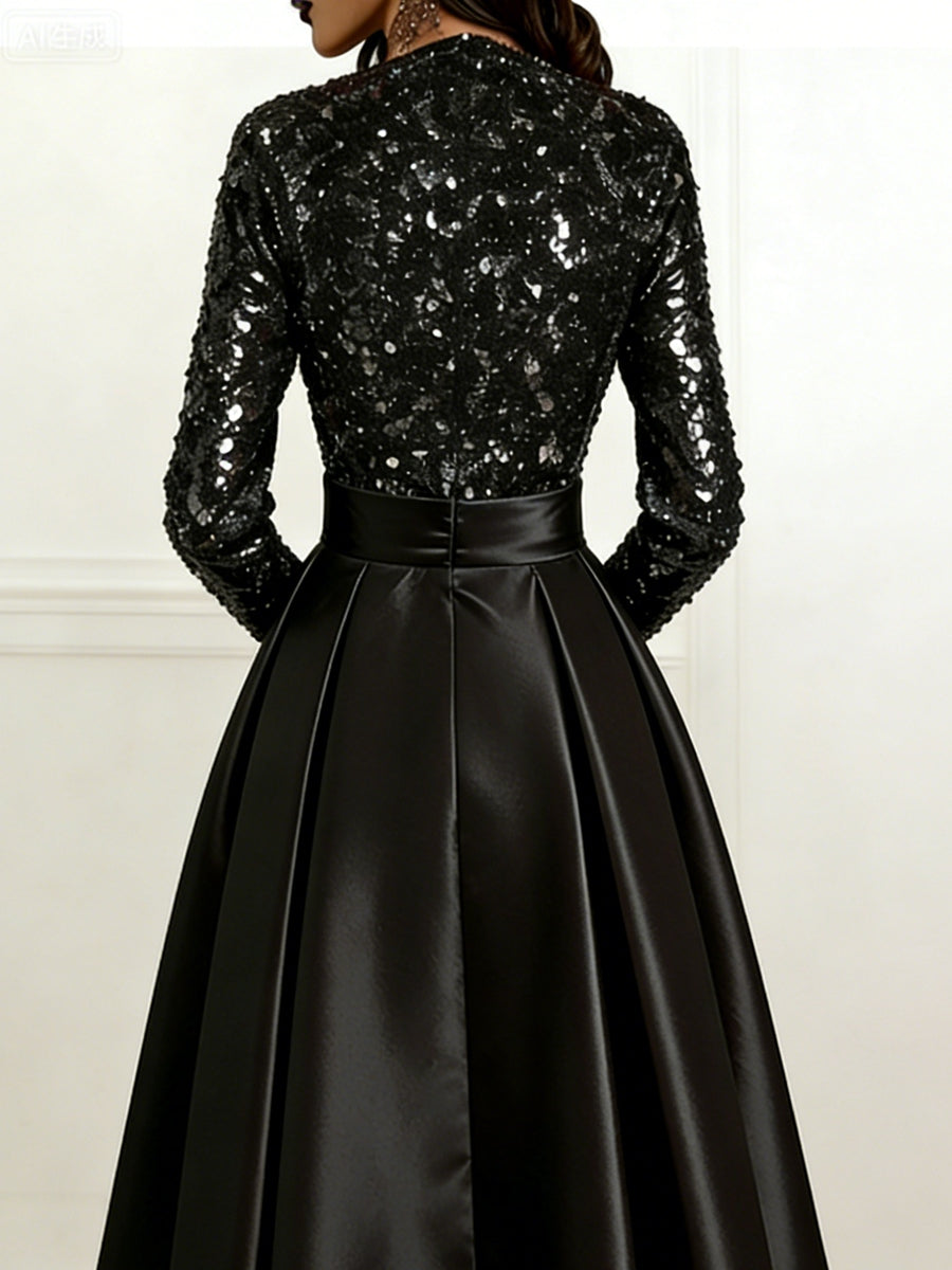 A-Line/Princess Scoop Illusion Lace Appliques Tea-Length Mother of the Bride Dresses with Pleated Ruffle (SHI22500105)