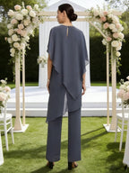 Chiffon A-Line/Princess Scoop Neck Floor-Length Mother of the Bride & Groom Dresses with Tiered Layers (SHI22501536)