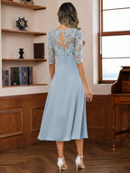 A-Line Floor-Length Chiffon Cape Sleeves Mother of the Bride & Groom Dresses with Tiered Ruffles (SHI22500723)