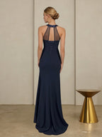 Sheath/Column Scoop Neck Floor-Length Mother of the Bride Dresses with Lace Appliques (SHI22500064)