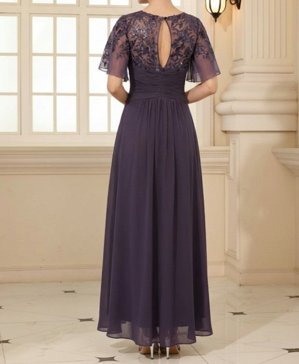 Floral Print A-Line/Princess Scoop Neck Floor-Length Mother of the Bride & Groom Dresses with Ruched Waist & Pockets (SHI22501125)