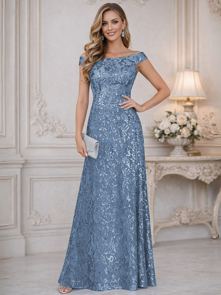 One Shoulder Jacquard Satin Mother of the Bride Dresses with Bow (SHI22500515)