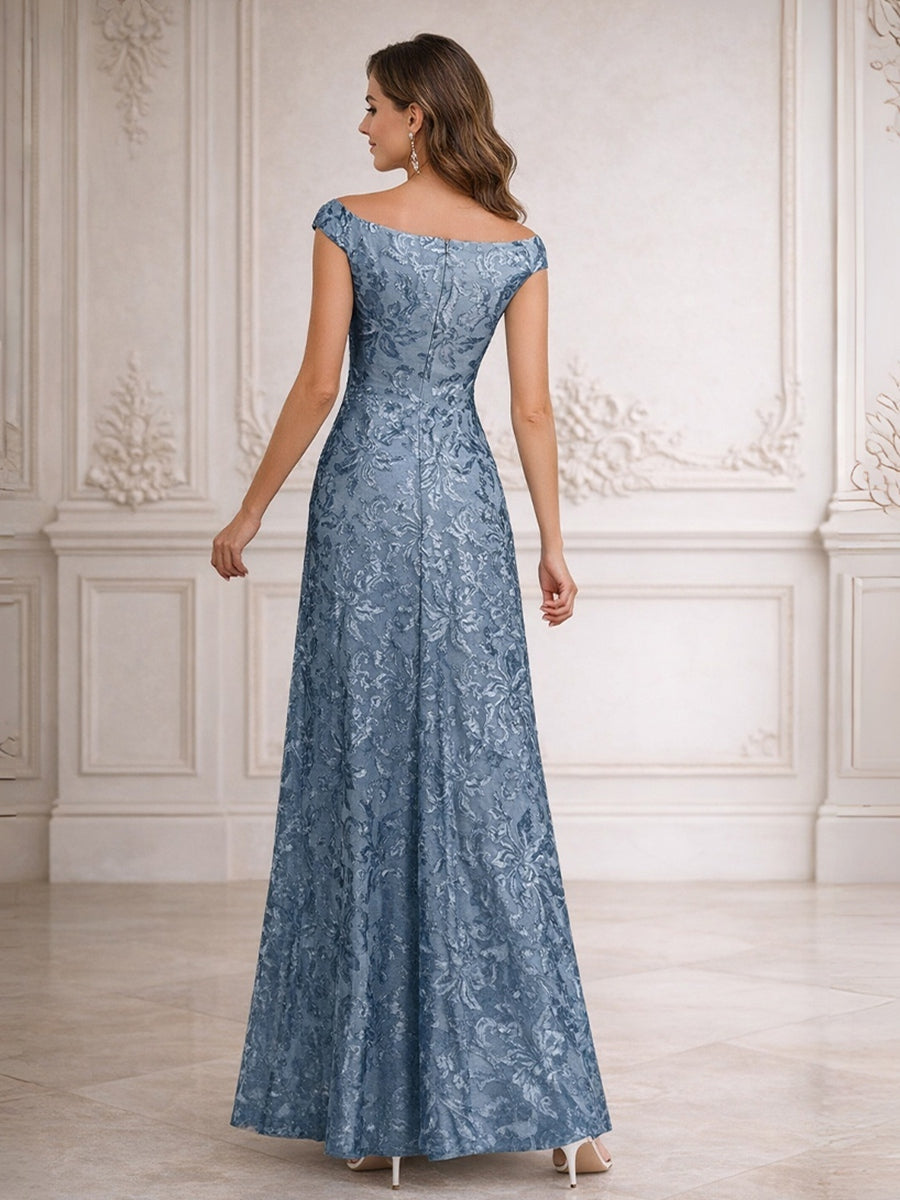 A-Line Off Shoulder Floor-Length Mother of the Bride Dresses with Sequins (SHI22500114)