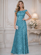 A-Line Off Shoulder Floor-Length Mother of the Bride Dresses with Sequins (SHI22500114)