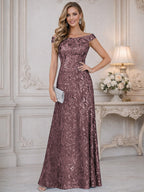 A-Line Off Shoulder Floor-Length Mother of the Bride Dresses with Sequins (SHI22500114)