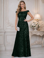A-Line Off Shoulder Floor-Length Mother of the Bride Dresses with Sequins (SHI22500114)