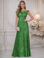 A-Line Off Shoulder Floor-Length Mother of the Bride Dresses with Sequins (SHI22500114)