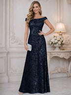 A-Line Off Shoulder Floor-Length Mother of the Bride Dresses with Sequins (SHI22500114)
